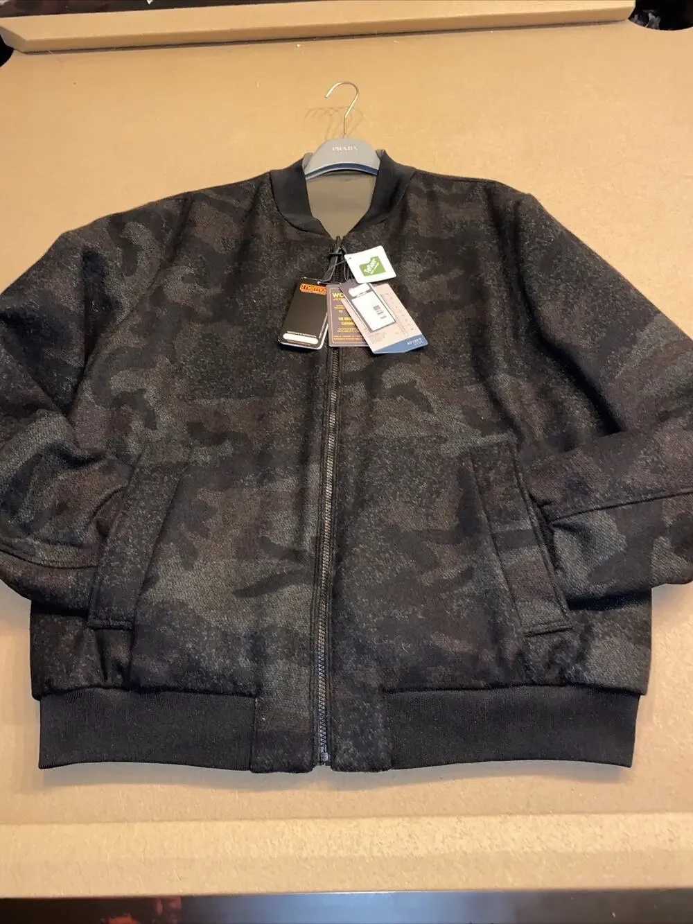 Woolrich John Rich & Bros Cruiser Bomber Jacket Camo-Green Reversible Mens XL